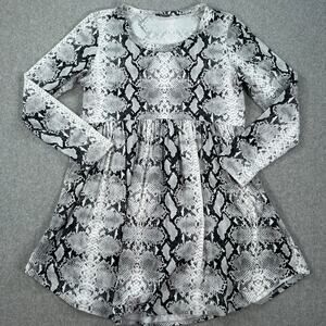 JODIFL Black & White Snake-Print Long-Sleeve Mini Dress